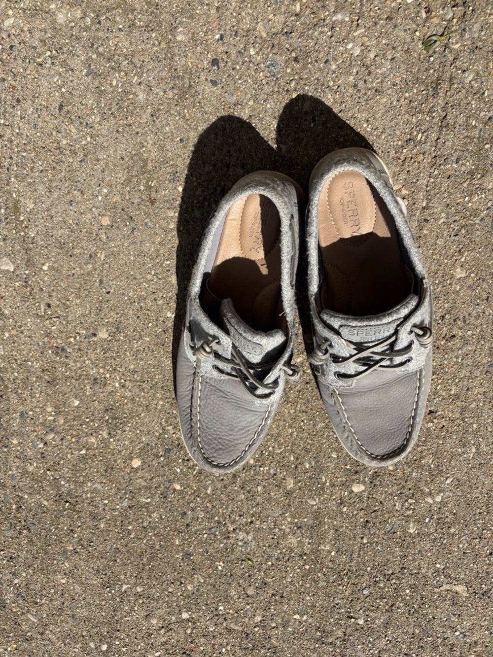 Sperry Light Gray Leather Boat Shoes